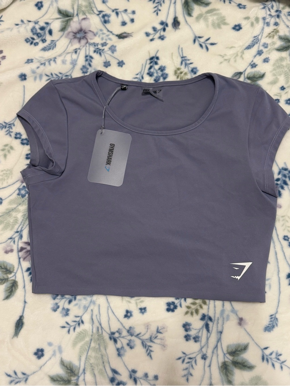 Gymshark Dreamy Cap Sleeve Crop Top - Steel Blue - Size Medium